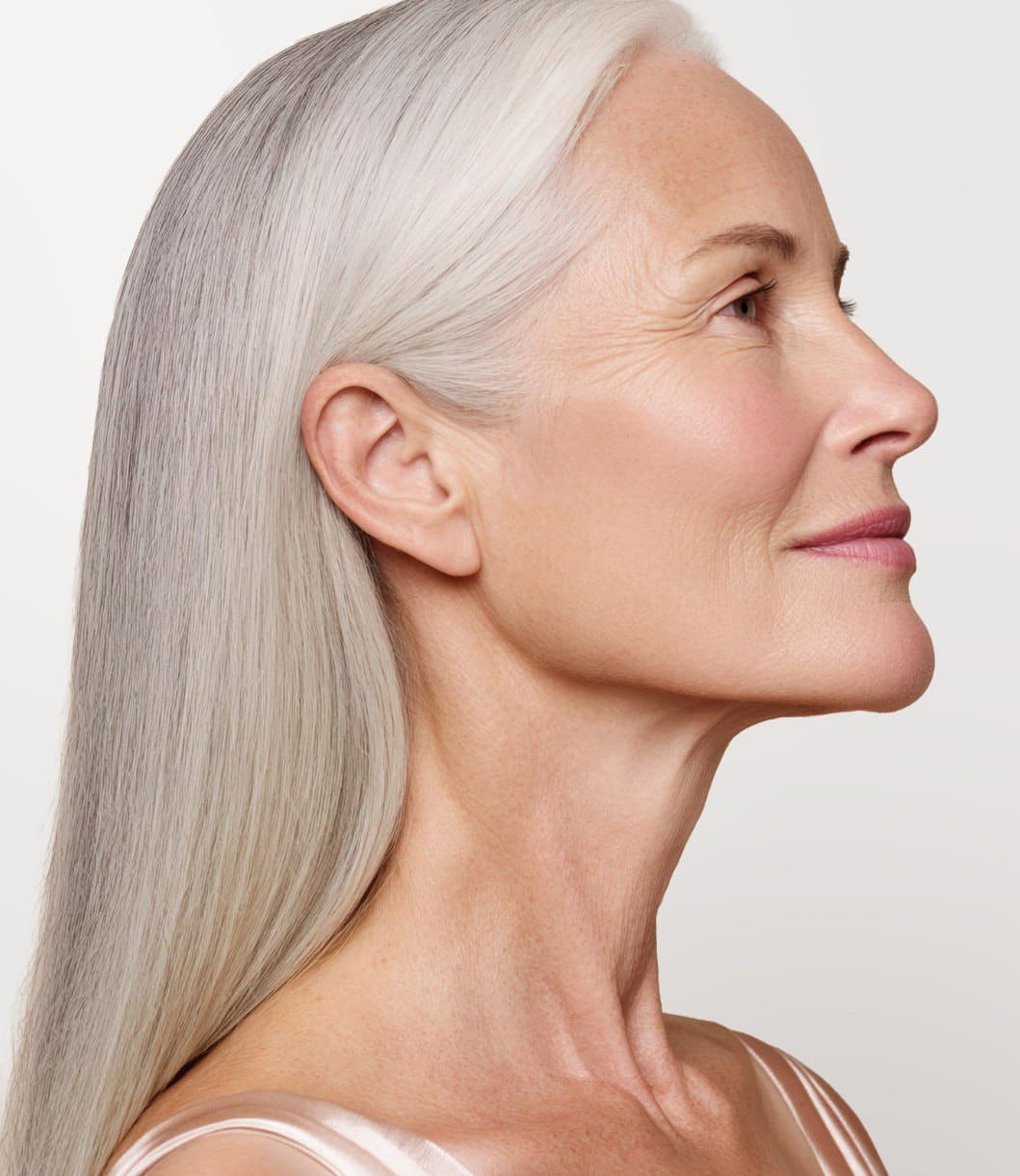 Profile of a woman with a defined neck and jawline