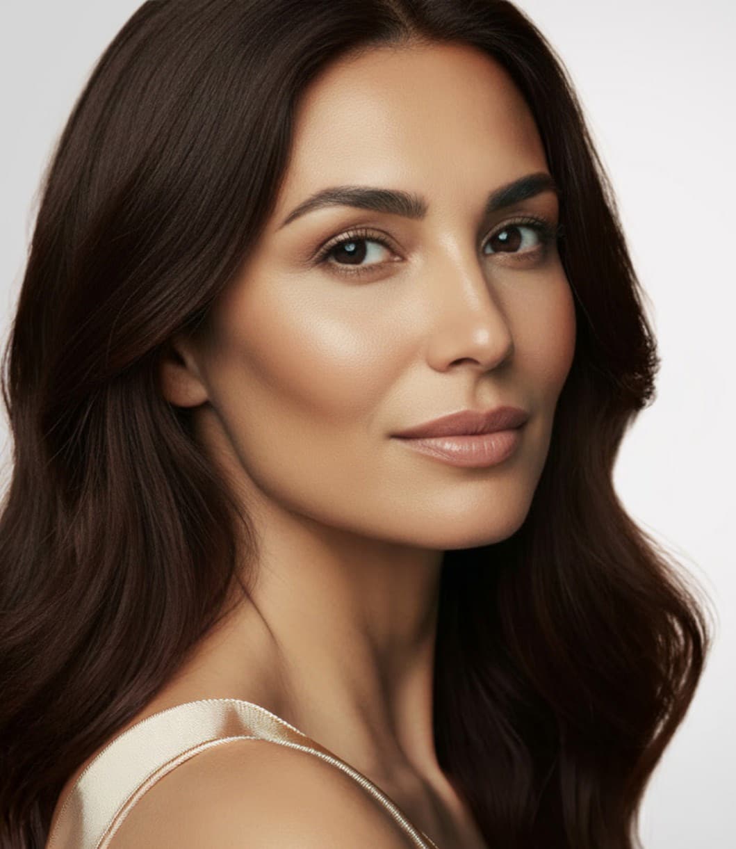 Woman with smooth, glowing skin after nonsurgical treatment
